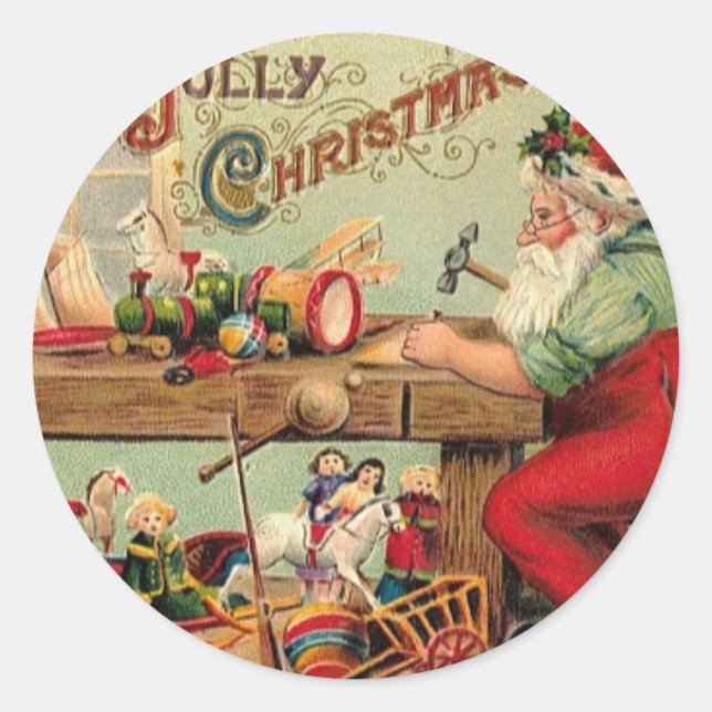 Weihnachten Retro Xmas Personalisiert Runder Aufkleber (Vorderseite)