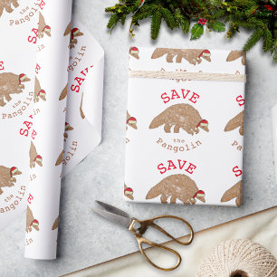 Weihnachten Rettete den Pangolin-Slogan Geschenkpapier