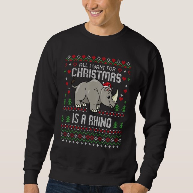 Weihnachten Rhino Ugly Xmas Weihnachts Rhinoc Sweatshirt (Vorderseite)
