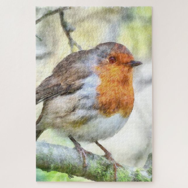 Weihnachten Robin RedBrustbrand Winter Wasserfarbe (Vertikal)