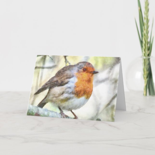 Weihnachten Robin RedBrustbrand Winter Wasserfarbe Karte (Vorderseite)