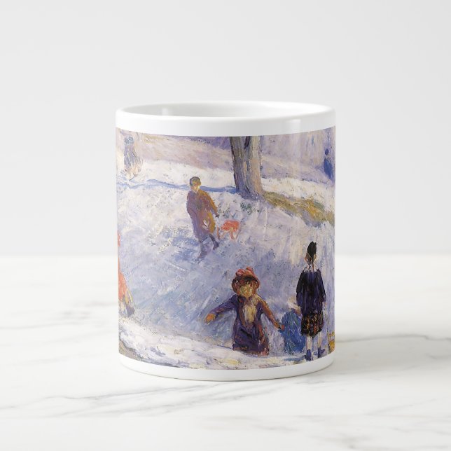 Weihnachten, Rodeln, Central Park Glackens Jumbo-Tasse (Vorderseite)