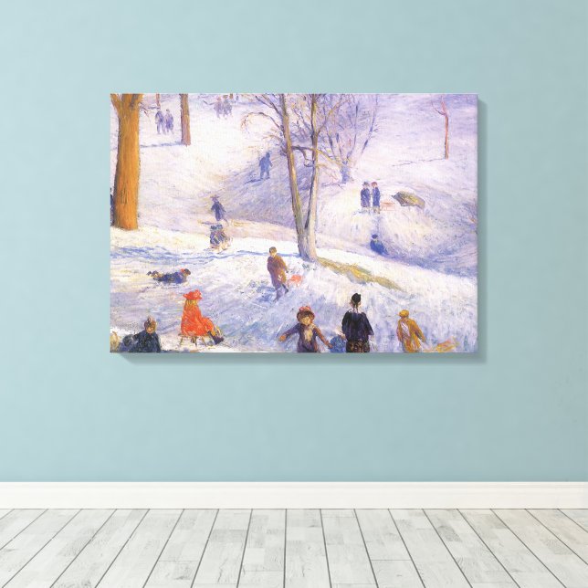 Weihnachten, Rodeln, Central Park Glackens Leinwanddruck (Insitu (Holzboden))