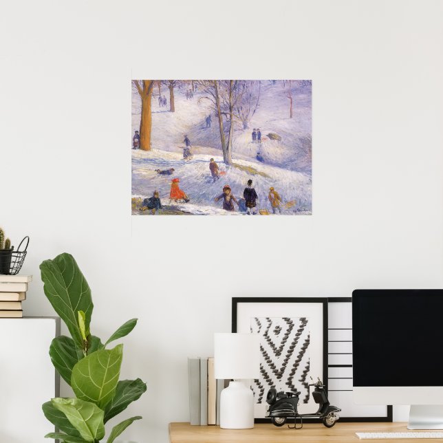 Weihnachten, Rodeln, Central Park Glackens Poster (Heimbüro)