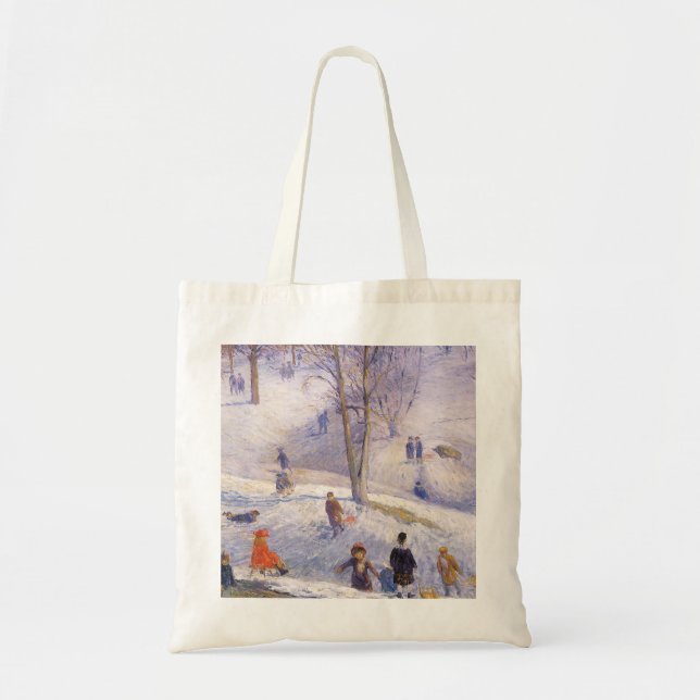 Weihnachten, Rodeln, Central Park Glackens Tragetasche (Vorne)