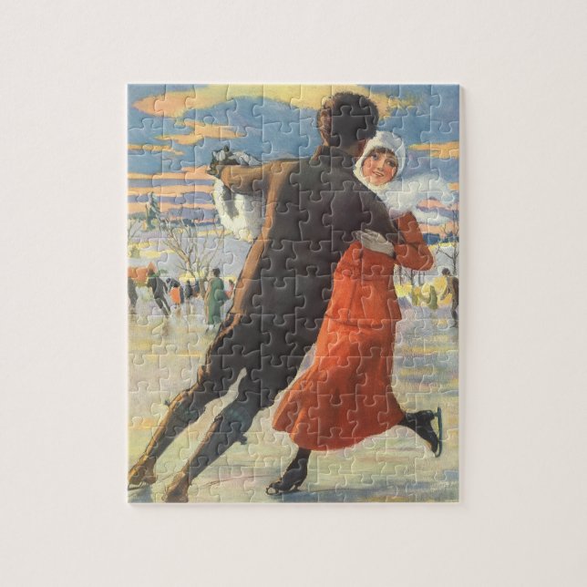 Weihnachten, romantische Couple Ice-Skaten (Vertikal)