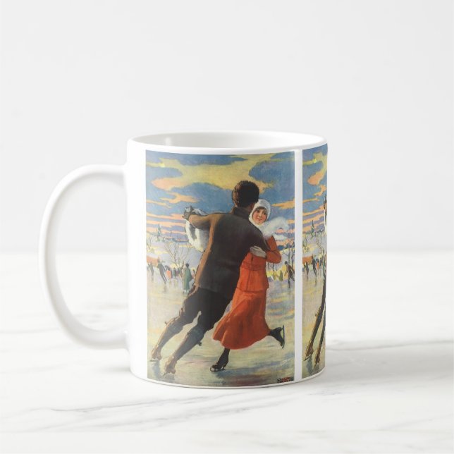 Weihnachten, romantische Couple Ice-Skaten Kaffeetasse (Links)