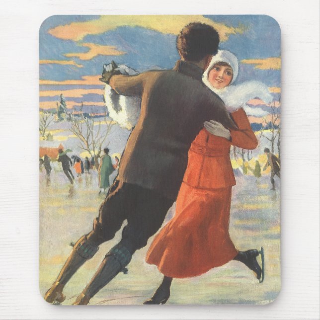 Weihnachten, romantische Couple Ice-Skaten Mousepad (Vorne)