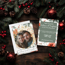 Weihnachten Romantische Foto- und Goldakzente Einladung