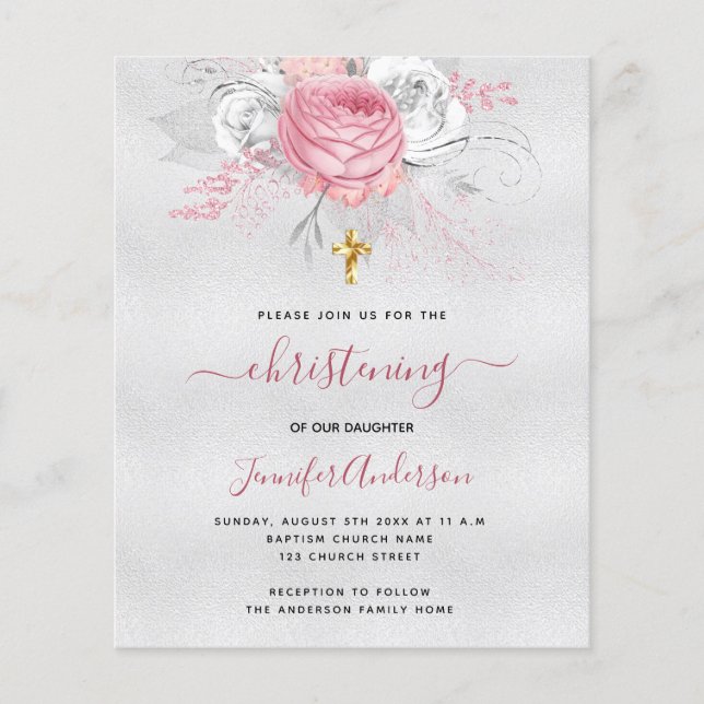 Weihnachten - Rosa Blumenzettel Flyer (Vorne)