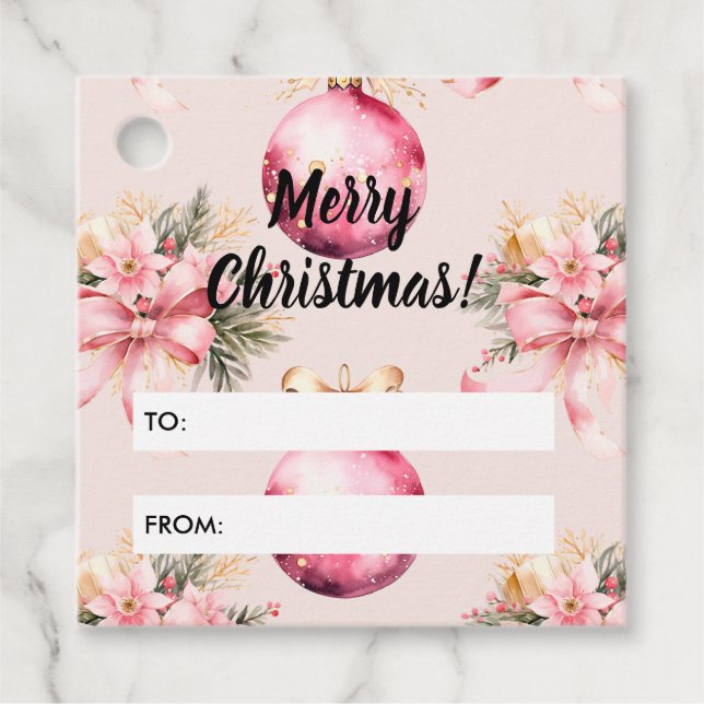 Weihnachten Rosa Farbe Geschenkanhänger (Vorderseite)