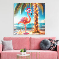 Weihnachten rosa Flamingo in krumpelnden Lichtern