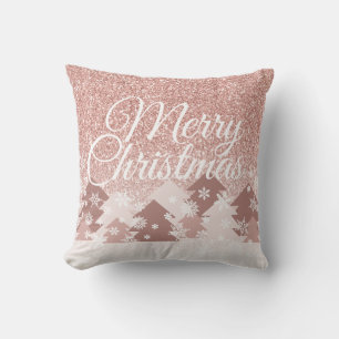 Weihnachten Rosa Glitzer Blush Pink Bäume Familie  Kissen