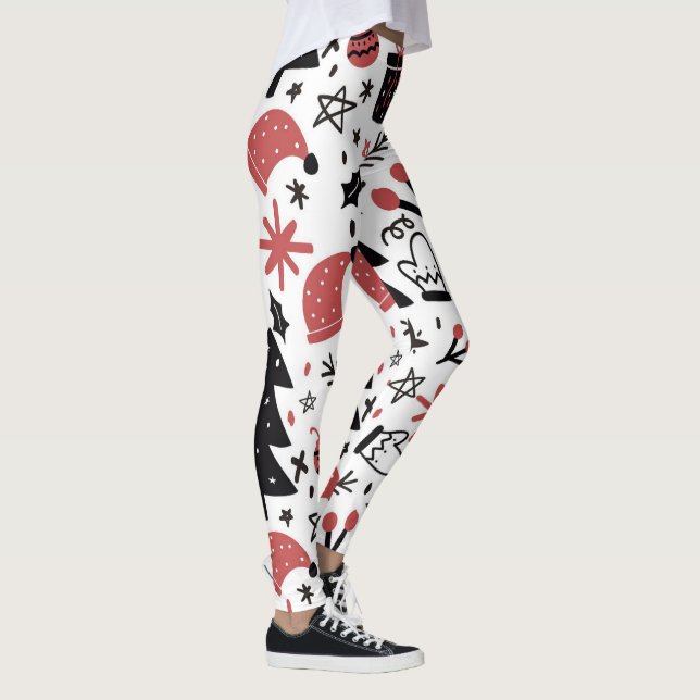 Weihnachten Rosa Schwarze Feiertage Elegante Leggings (Rechts)