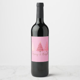 Weihnachten rosa Weinflaschenetikett Weinetikett