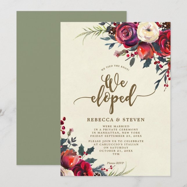 Weihnachten Rose modern wir erschienen Einladung (Vorne/Hinten)
