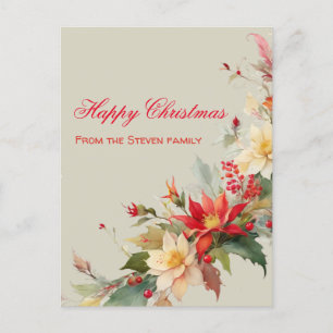 Weihnachten Rose Wasserfarben Postkarte Ihr Name