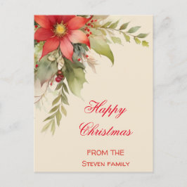 Weihnachten Rose Wasserfarben Postkarte | Ihr Name