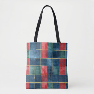 Weihnachten Rot Blau Grüne Quadrate Tasche