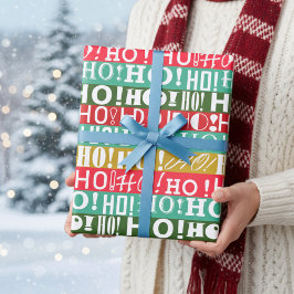 Weihnachten Rot Grün und Gold HO! HO! HO! Streifen Geschenkpapier