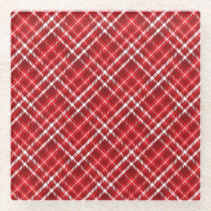 Weihnachten Rot Kariertes Muster Design-62667 Glasuntersetzer