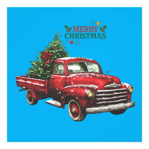 Weihnachten, rot, Lastwagen, vintage, Fotodruck