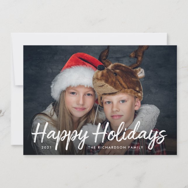 Weihnachten | Rot mit Foto-Urlaubskarte (Vorderseite)