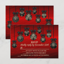 Weihnachten Rot Schwarz Eleganter Urlaub Winter RSVP Karte