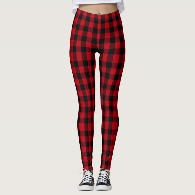 Weihnachten Rot-Schwarz-Karierte Leggings (Vorderseite)