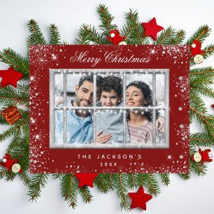 Weihnachten rot silber Foto Fenster Budget Flyer