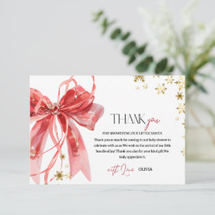 Weihnachten Rot und Gold Baby Shower Dankeskarte