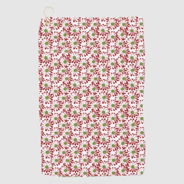 Weihnachten Rot und Grün Daisy Blumenmuster Strand Golfhandtuch (Vorderseite)