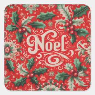Weihnachten rot und grün quadratischer aufkleber