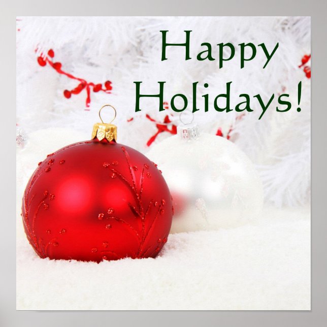 Weihnachten - Rot und Weiß - Happy Holidays I Poster (Vorne)