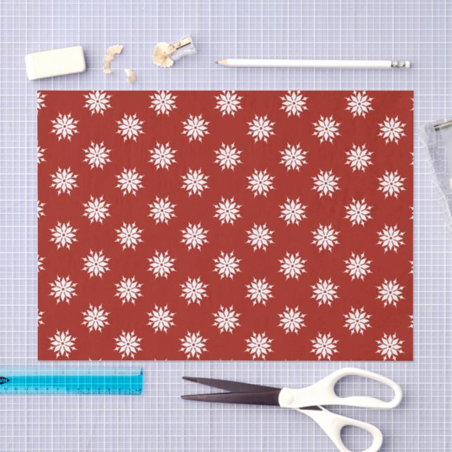 Weihnachten rot und weiß mit Schneeflocken Seidenpapier (Handwerk)
