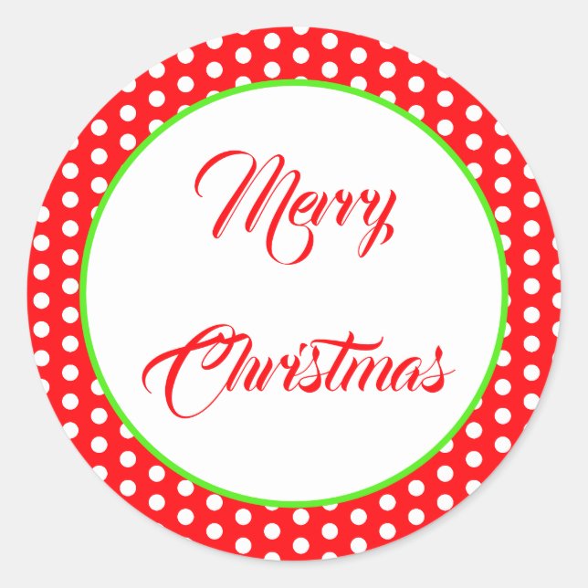 Weihnachten Rot und Weiß Polka Dot Spot Muster Runder Aufkleber (Vorderseite)