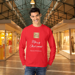 Weihnachten rot weiß Geschäft Logo Name Unterschri T-Shirt