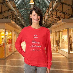 Weihnachten rot weiß Geschäft Logo Name Unterschri T-Shirt