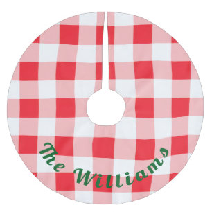 Weihnachten Rot Weiß Karo NAME Polyester Weihnachtsbaumdecke