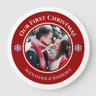 Weihnachten Rot Weiß Kreis mit oberen und unteren Große Wanduhr