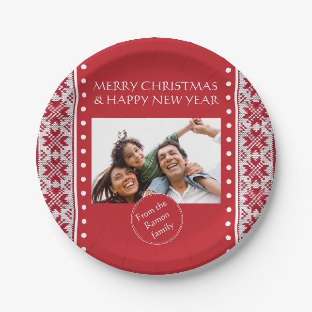 Weihnachten rot/weiß pappteller (Vorderseite)
