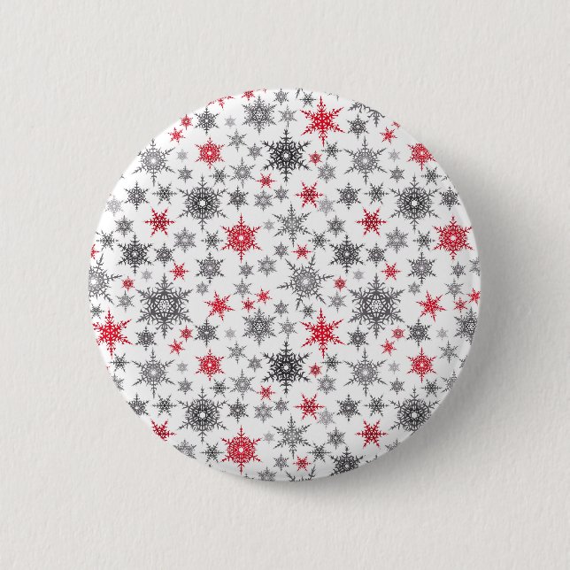 Weihnachten, rot, weiß, Schneeflocken, Winter Button (Vorderseite)