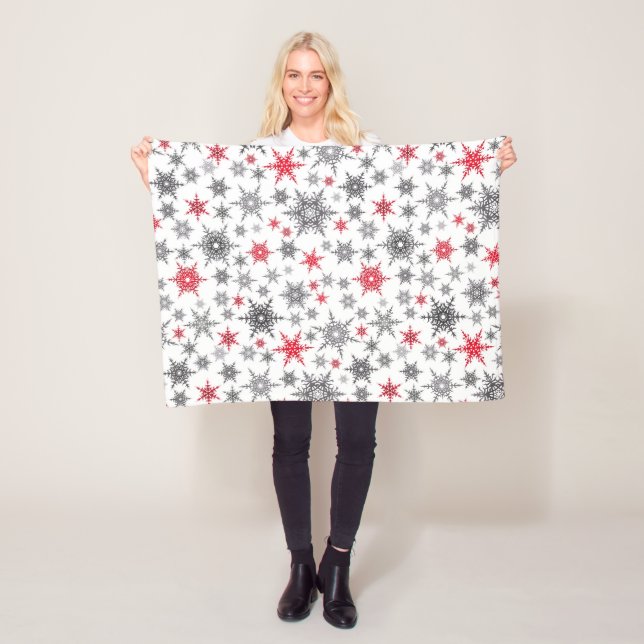 Weihnachten, rot, weiß, Schneeflocken, Winter, Neu Fleecedecke (Beispiel)