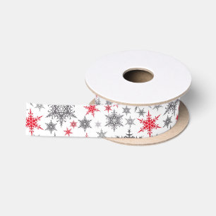 Weihnachten, rot, weiß, Schneeflocken, Winter, Neu Satinband