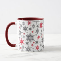 Weihnachten, rot, weiß, Schneeflocken, Winter, Neu