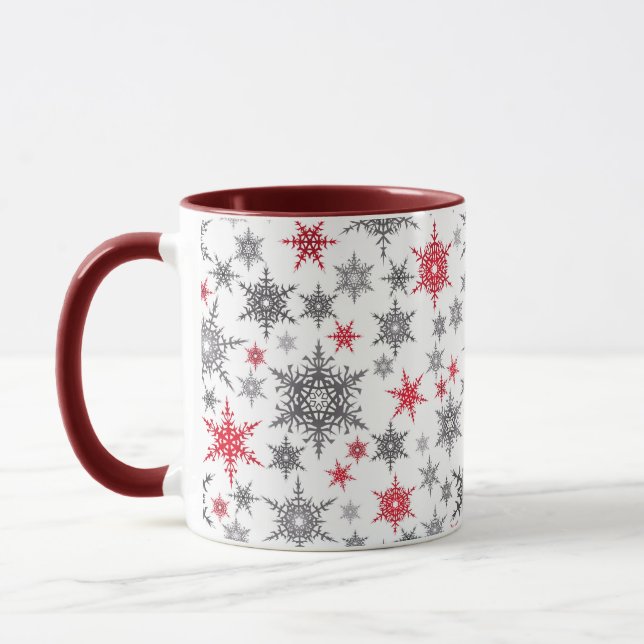 Weihnachten, rot, weiß, Schneeflocken, Winter, Neu Tasse (Links)