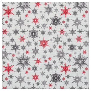 Weihnachten, rot, weiß, Schneeflocken, Winter Stoff