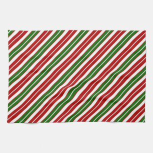 Weihnachten - Rot, Weiß und Grün - Streifen Geschirrtuch