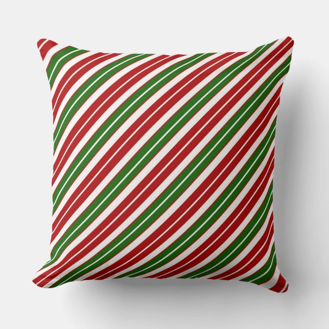 Weihnachten - Rot, Weiß und Grün - Streifen Kissen (Vorderseite)