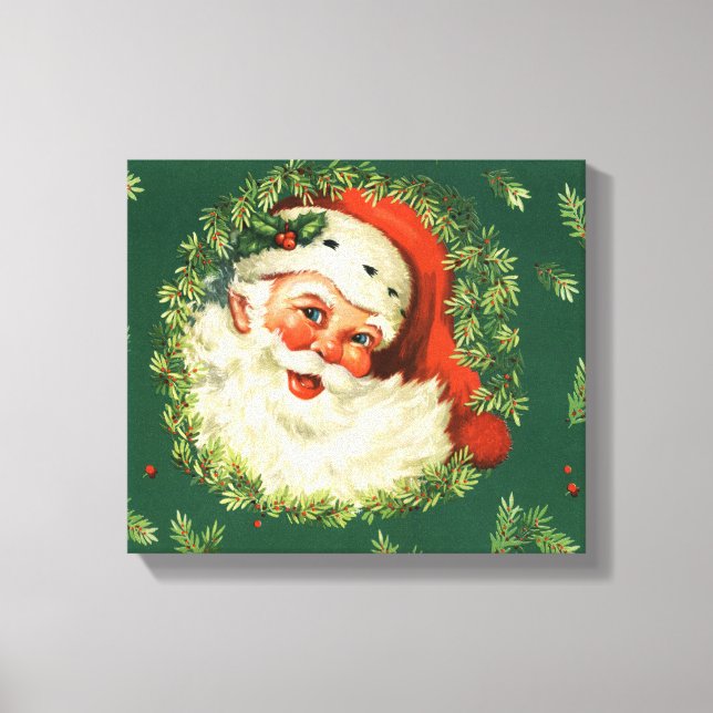 Weihnachten Rot, Weiß und Grün Weihnachtsmann Leinwanddruck (Vorderseite)